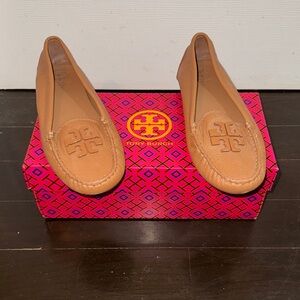 Tory Burch Camel Leather Flats